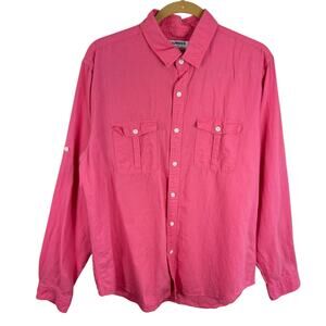 Express Linen Cotton Pink Long Sleeve Collared Button Up Shirt Men's‎ Size L